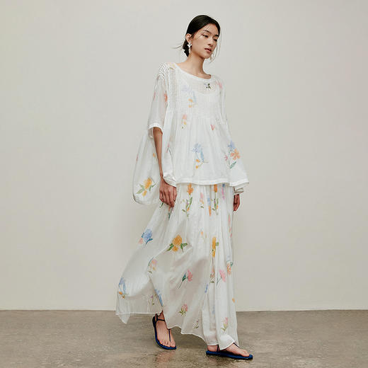 【林栖设计小店】手工绣花|婴儿棉压褶百搭宽松显瘦2026夏新款印花半身裙1962142 商品图4