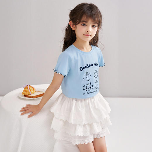 笛莎Deesha 2026年夏季新款松饼熊女童短袖T恤 商品图2