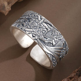 子佩集S999手工银【腾龙闹海】手镯【ZYG013】原创设计2602