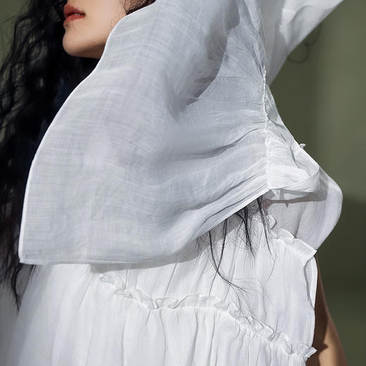 【林栖设计小店】一剪闲云|米白色苎麻宽松显瘦三件套2026夏新款花边套装1962053B 商品图2