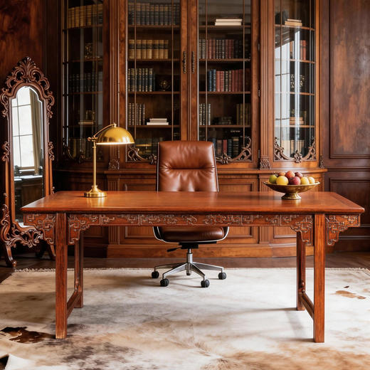 清中期 黄花梨夹头榫夔龙纹画案 商品图1