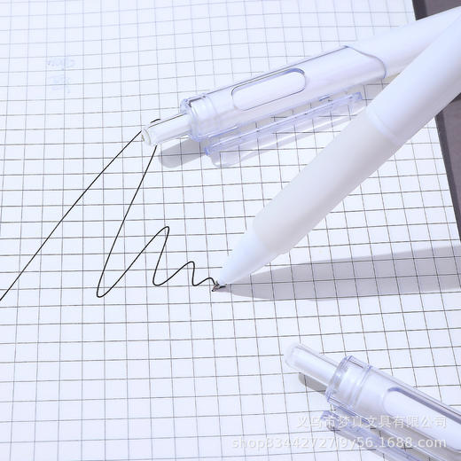 小白笔ST速干小白刷题笔按动中性笔碳素黑笔签字笔学生考试笔批发 商品图1