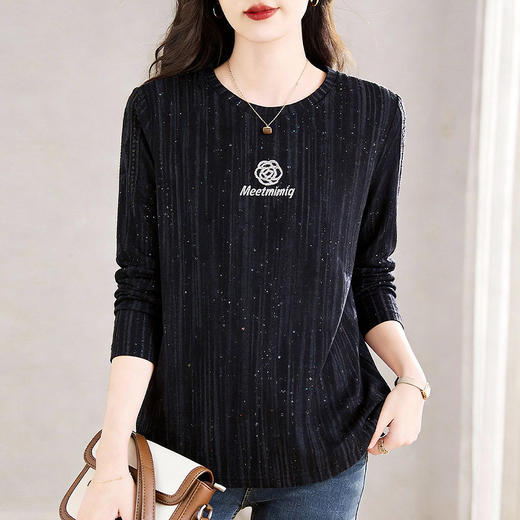 长袖T恤女士2026春季新款胖mm遮肉显瘦圆领内搭上衣宽松休闲大码 商品图0