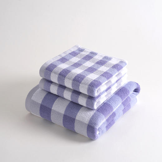 無印良品 A类纯棉柔软亲肤毛巾二毛一浴装蓝小格 MJ-zu0660 商品图1