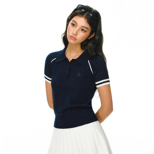Ariseism 美式复古POLO领针织短袖上衣女夏季新款上衣 商品图2