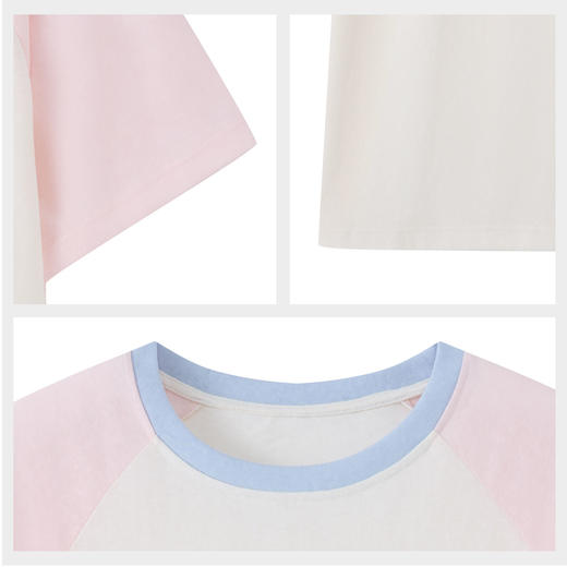 【59元超值新品】（小版）【秀黛】女圆领插肩休闲短袖裙棉质挺括显瘦撞色童趣图案女士夏季睡裙W2551096T【门店同款】 商品图4