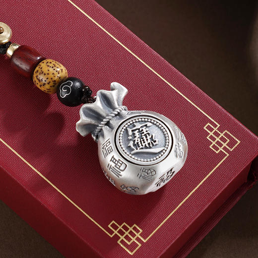 子佩集【聚宝招财】银S999钥匙扣【YSY021】小摆件可转动福袋2602 商品图0
