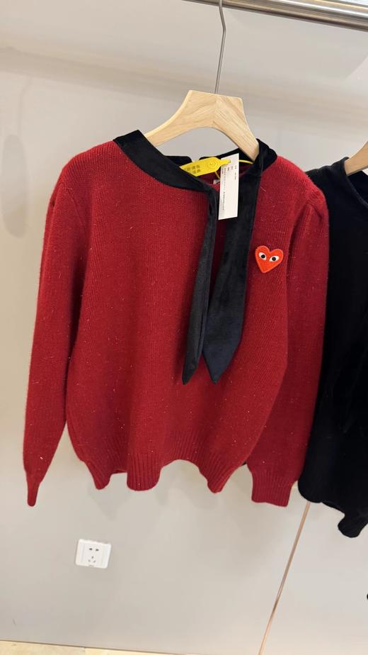 F032705春季新款温柔甜妹风丝绒蝴蝶结软糯亲肤针织圆领毛衣 商品图7