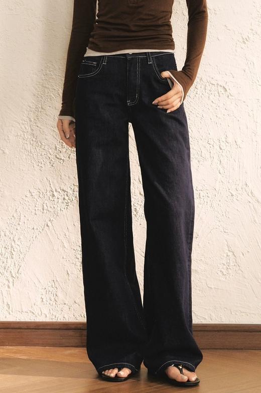 超正丹宁原色抗皱免熨原色微喇直筒牛仔裤 商品图3