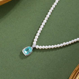 子佩集【南岸莹澈】银S925珍珠惜王妃项链【ZZXL048】蓝方块2602