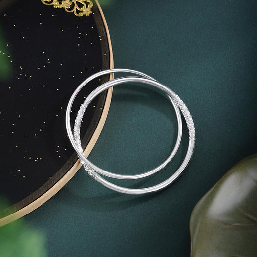 子佩集【浮世清欢】银S9999手镯【WZ003900】两个圈双圈2602 商品图1