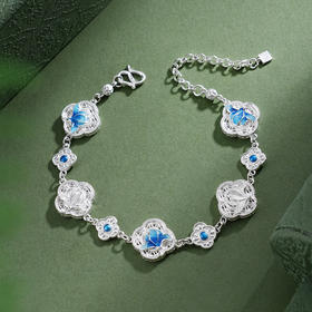 子佩集【轩畔玉兰】银S990手链【QFSL027】原创作品花丝珐琅彩玉兰莲2602