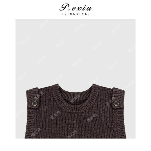 03-5潘依绣丁丁宠粉100%绵羊毛叠穿时髦肩袢圆领无袖针织背心Q60251 商品图2