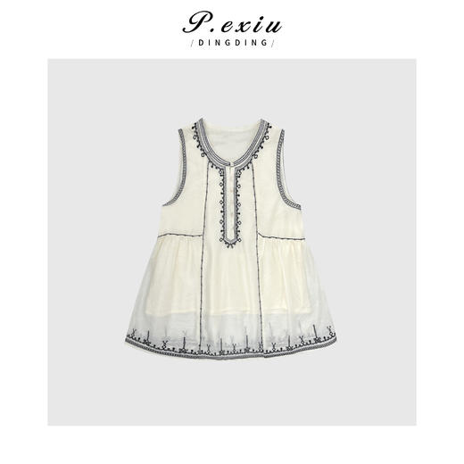 03-5潘依绣丁丁宠粉国风重工刺绣无袖背心短裤套装Q3051 商品图1