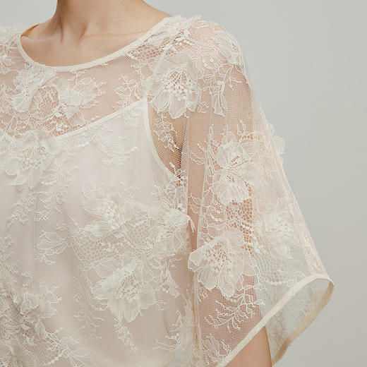 【林栖设计小店】玉兰妙影|时装周同款镂空蕾丝2026夏新款T恤罩衫1962067 商品图9