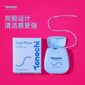Tonochi通吃猫-双股双色牙线 清洁感强 结实不易断 薄荷微蜡 30m
