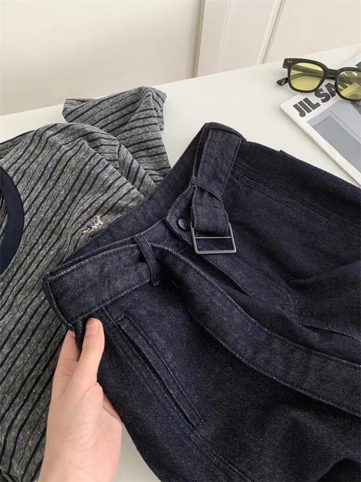 F0327118气质带腰带牛仔弯刀裤女遮胯显瘦梨形裤镰刀裤拖地裤 商品图4