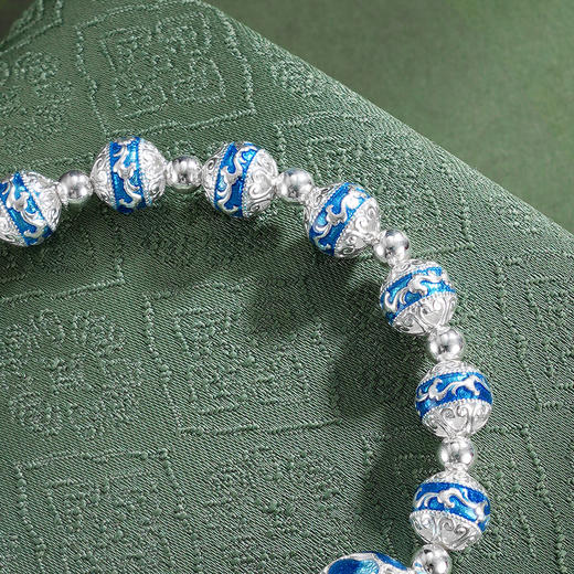 子佩集【云福双至】银S990手串手链【QFSL025】原创作品花丝珐琅彩祥云2602 商品图2