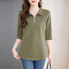 纯棉七分袖翻领polo体恤衫2026春夏新款胖mm遮肉显瘦宽松大码上衣 商品缩略图3