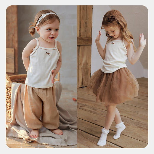 迷你巴拉巴拉女童背心柔软亲肤竹棉抑菌透气甜美家居服宝宝上衣夏 商品图3