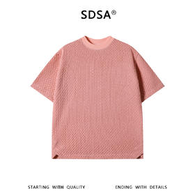 SDSA男装2026新款高贵轻奢日系复古纯色肌理圆领短袖T恤百搭上衣