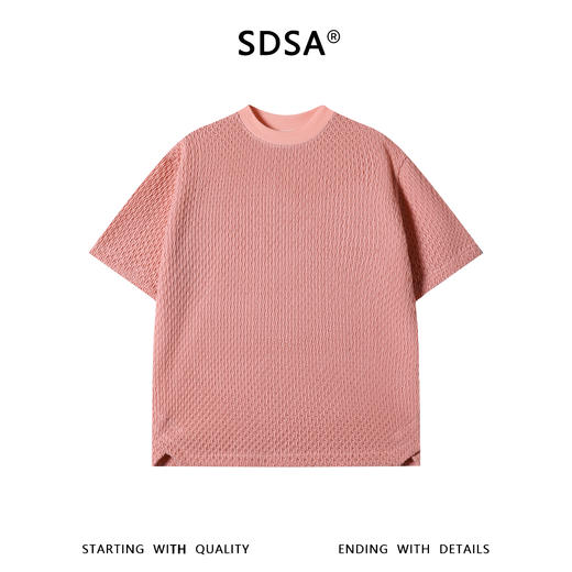 SDSA男装2026新款高贵轻奢日系复古纯色肌理圆领短袖T恤百搭上衣 商品图0