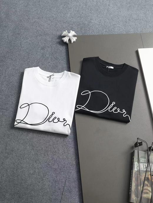 F032754休闲宽松男女同款日常通勤字母刺绣工艺圆领短袖T恤 商品图5