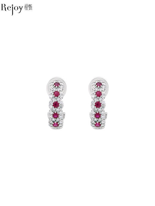 【挚友限定】Pt900 红宝石钻石耳扣 大小耳垂都能戴 红宝石 0.86ct 钻石 0.32ct  经典弹力夹 7.6g（展会产品拍下后不支持7天无理由退换货） 商品图0