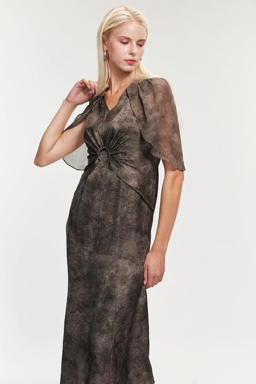 SAFICOO 优雅女人 披肩式微落设计连衣裙 商品图1