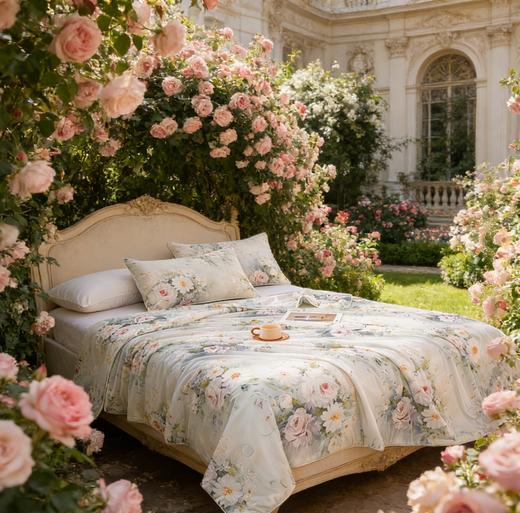 山下久奈法式花韵高端凉感丝夏被，母婴级安全、凉感丝面料、法式水彩花卉印花，一件不留的出口标准。 商品图11