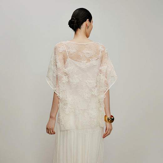 【林栖设计小店】玉兰妙影|时装周同款镂空蕾丝2026夏新款T恤罩衫1962067 商品图12