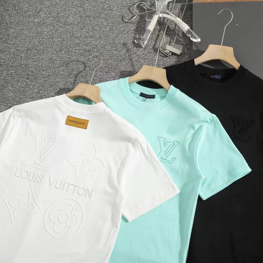 F032703早春新款男女同款纯棉双纱水洗面料绣花标识短袖T恤 商品图1