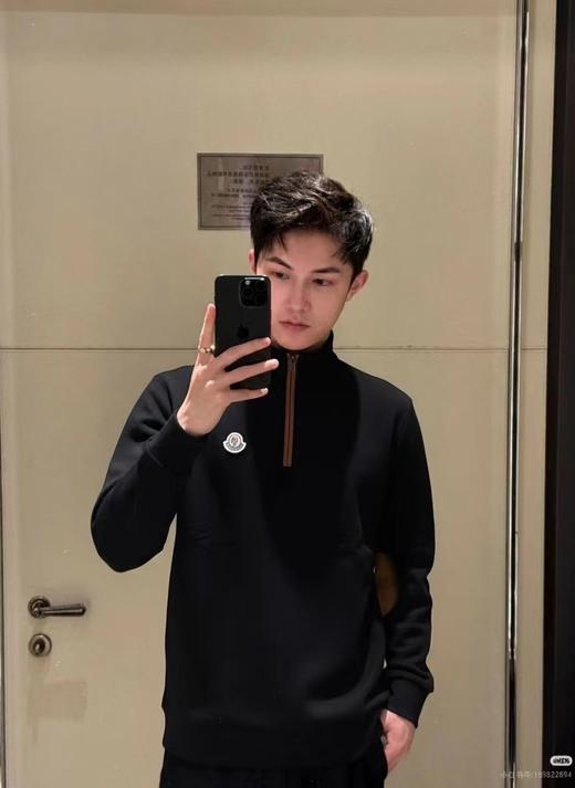 F032788双面麂皮绒拼接春季柔软亲肤男士半拉链卫衣 商品图2