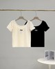 F032716一包两件夏季新款休闲百搭简约修身U领短款上衣短袖T恤 商品缩略图0