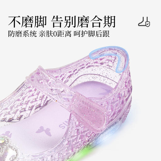 泰兰尼斯26年夏季新款艾莎公主水晶鞋女童闪灯鞋果冻鞋T12X6B9071 商品图3