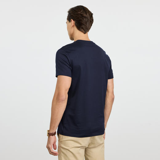 【纯棉】德鲨男装蓝色短袖圆领T恤2026夏新款全棉休闲上衣打底衫 商品图2