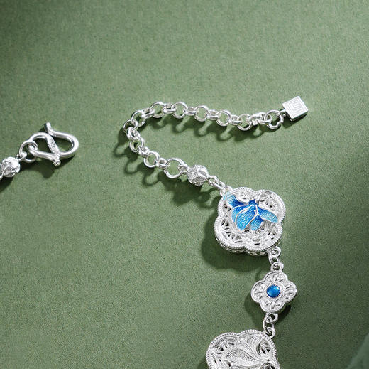 子佩集【轩畔玉兰】银S990手链【QFSL027】原创作品花丝珐琅彩玉兰莲2602 商品图4