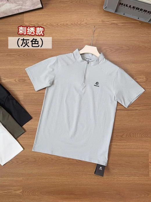 F032732夏季新款男子立领半拉链刺绣速干透气跑步运动休闲短袖T恤 商品图2