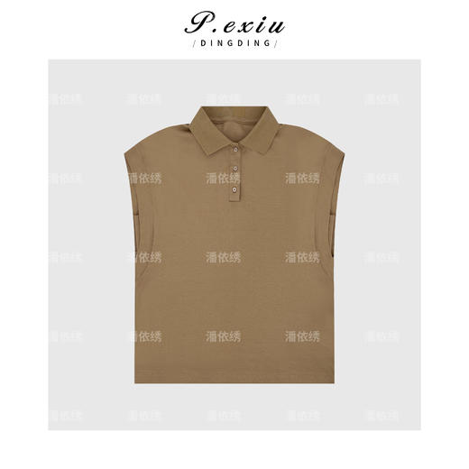03-5潘依绣丁丁宠粉【榛果拿铁】100%棉小飞袖Polo领短袖T恤 WH00205 商品图1