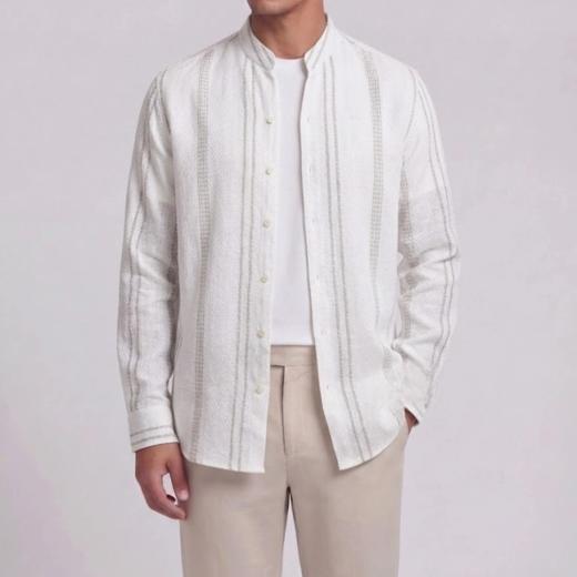 春季新款男士亚麻立领休闲外套 商品图6