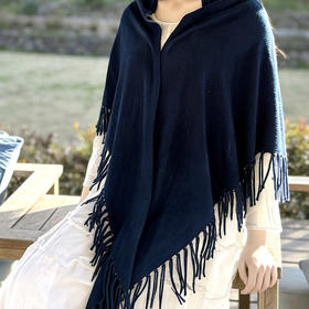 【林栖好物】LX1126001手工蓝染三角巾流苏披肩（预售7天发货）