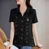 黑色V领印花短袖T恤女2026夏季新款大码女装宽松遮肚气质显瘦上衣 商品缩略图2