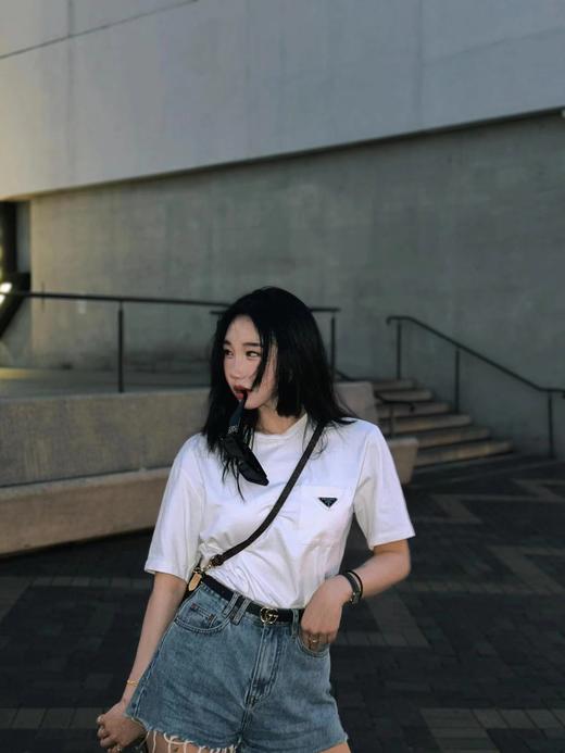 F032737夏季新款双纱精梳棉口袋三角钢标标识圆领短袖T恤 商品图9