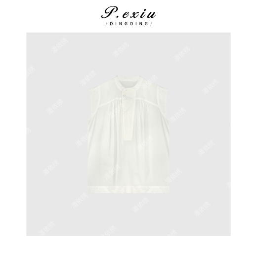 03-5潘依绣丁丁宠粉【甜布蕾】100%棉极简主义立领小飞袖衬衫W-62086 商品图1