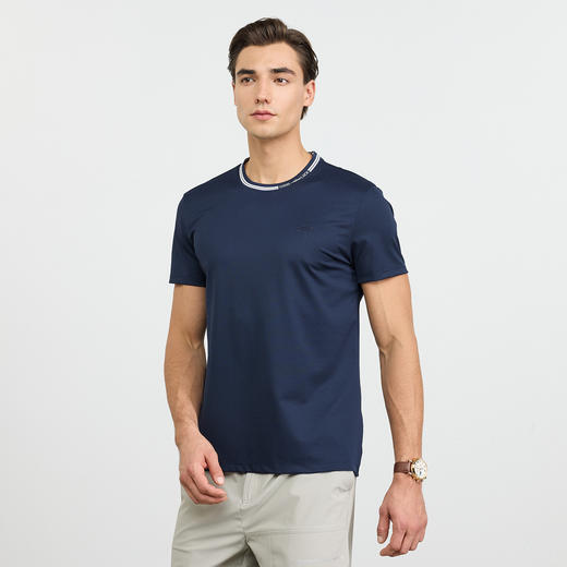 【高弹】德鲨灰色短袖圆领T恤男2026夏季新款休闲百搭上衣打底衫 商品图1