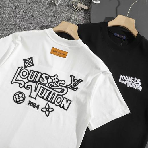 F032710早春新款纯棉双纱水洗情侣款绣花字母标识短袖T恤 商品图1