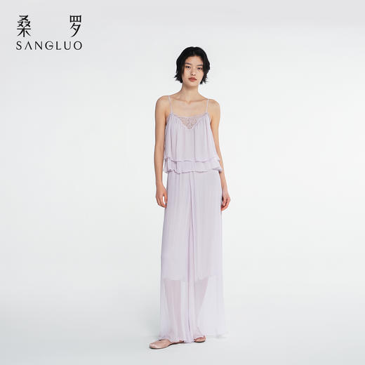 温柔性感』桑罗吊带长裤真丝睡衣套装100%桑蚕丝女家居服可外穿 商品图4