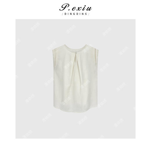 03-5潘依绣丁丁宠粉PanYiXiu/潘依绣【夏日引力】亚麻天丝设计感极简无袖背心 W-62070 商品图1