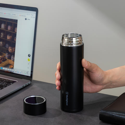 西屋 铂睿温显保温杯-儒雅黑450mL WB461-BK 商品图1