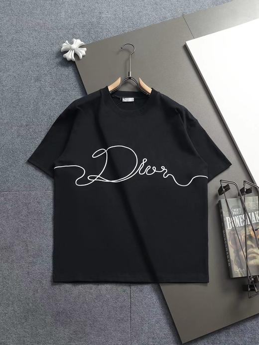 F032754休闲宽松男女同款日常通勤字母刺绣工艺圆领短袖T恤 商品图0